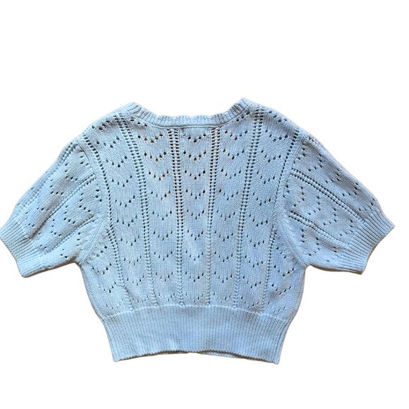 Wild Fable Light Blue Cropped Floral Eyelet Cardigan Size Medium - Picture 3 of 6